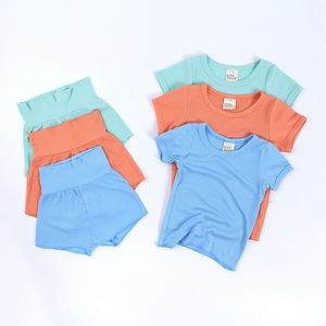 Summer Boys And Girls Modal Pajamas Sets Short Sleeve High-Waist Baby Belly Protection Home Clothing Set Home Outfits M4102