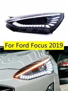 Лампа с двойной линзой для Ford Focus 20 19, фара в сборе, автомобильные дневные ходовые огни, светодиодный стример, указатель поворота