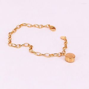 Korean Fashion Fuxi Double-sided Round Cake Rectangular Buckle Bracelet Women Girl Stainless Steel Gold Chains Bracelets Link Chain