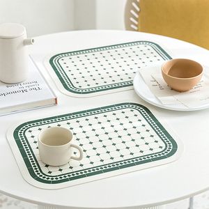 40x30 cm läder placemats vattentätt bordsartiklar stämningsbeständig värmeisolering icke-halk matbord matta anti-scaling skålkuddar dalbana dalbana