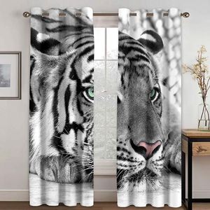 Gardin draperier hem vardagsrum skuggning dekorativ textil dekoration sovrum gardiner tiger mönster 3d tryckväg