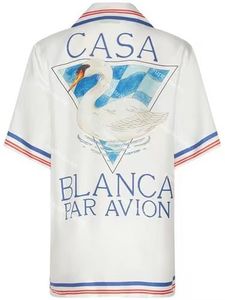 Casablanca 22ss Diamond Swan camisa de seda gradiente masculina e feminina Havaí casual mangas curtas