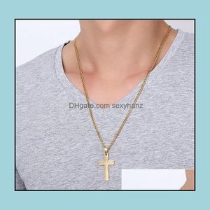 Colares pendentes pingentes de jóias aço inoxidável cruzamento religião religião fé crucifix charme cadeia de titânio para mulheres moda 3 cores gota