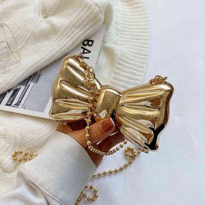 금속 활 미니 가방 여성 패션 립스틱 한국 어깨 지갑 체인 핸들 크로스 바디 측면 S 220514