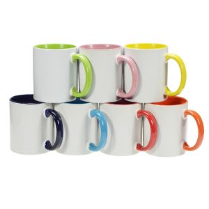 Canecas de café em branco para sublimação de 11 onças com Handel White Mug Blanks para sopa de café, chá, leite, café com leite, chocolate quente
