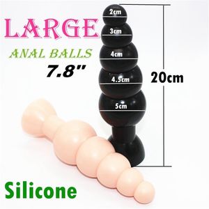 Yetişkin kaliteli silikon büyük popo fişleri için anal seksi oyuncaklar 7,8 inç Sucker ürünleri ile esnek boncuklar