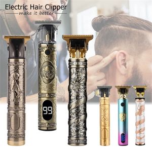 Vintage t9 Electric Hair Clipper Professional Barber Razor Dragon Cutting Machine Beard Trimmer Shaver Kit for Men 0mm 220712