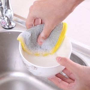 ダブルサイドディッシュウォッシングスポンジパンポット料理洗浄スポンジ家庭用クリーニングツールキッチン食器皿洗浄ブラシ