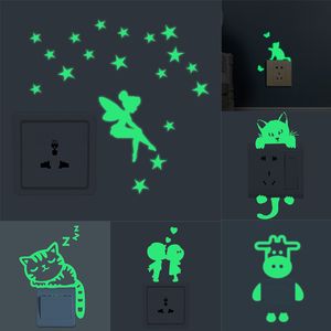 DIY Cartoon Luminous Stickers Light Switch Switcher Night Decor Decor Decor