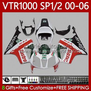 Fairings Kit For HONDA VTR1000 RC51 2000 2001 2002 2003 2004 2005 2006 Body 123No.99 RTV1000 White red green VTR 1000 SP1 SP2 2000-2006 VTR-1000 00 01 02 03 04 05 06 Bodywork