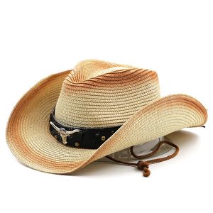 Homens de verão homens chapéus de palha chapéu de cowboy ocidental