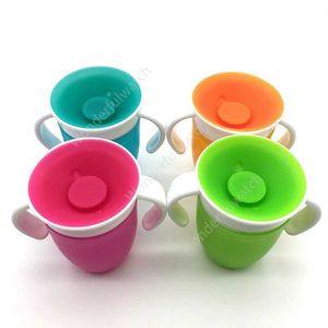 Mugs Reversible Magic Cup Baby Learning Drinking Cups Leak-proof Children's Cupes Bottle 240ml Copos Learning sea freight Inventory 200pcs DAW468