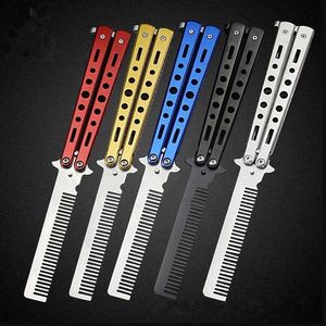 Party Favor Fashion Hot Delicate Pro Salon Stainless Steel Folding Training Butterfly Practice Style Knife Comb Tool C0606T01