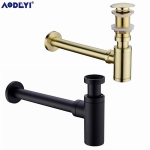 AODEYI Brass Bathroom Basin Sink Tap Bottle Trap Drain Kit Waste TRAP Pop Drain Deodorization Brushed Gold/Black/Bronze/Chrome 200923