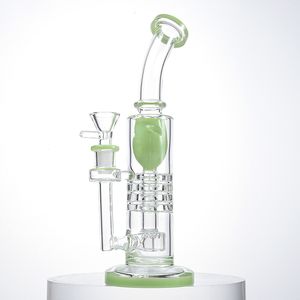 Cachimbos de água de toro fêmea de 14 mm, vidro grosso com catraca, barril, plataforma de petróleo, chuveiro invertido, Perc, percolador, Dab Rigs, bongs, com tigela YQ02