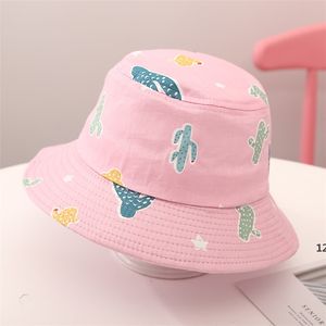 Children Bucket Hats Kids Stingy Brim Hat Animal Stars Floral Printing Fisherman Beach Sun Cap Folding Caps CCA13057