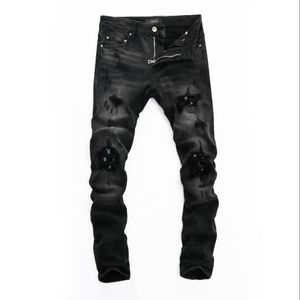 2021 hip-hop high street modemärke jeans retro slitna viksömmar herrdesigner motorcykel ridning slimmade byxor storlek 28~40#708