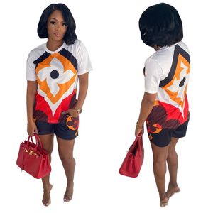 Women's Tracksuits Fashion Digital Printed Casual Sport Suits Short Sleeve Shorts Set for Summer