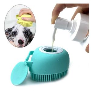 Luvas de massagem de massagem de banheira para cães para cães pente de silicone de segurança suave com shampoo caixa de pet acessórios para gatos ferramenta de preparação do chuveiro SN4584