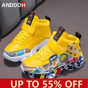 Size 2636 Children Sports Sneakers for Girls Kid Cartoon Graffiti Pattern Casual Shoes Boys Basketball Shoe chaussures de sport 220805