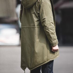 Piumino da uomo Maden Cappotto da uomo in cotone a coda di pesce con cappuccio spesso M-51 Plus Parka in velluto Giacca a vento verde militare Autunno inverno Uomo