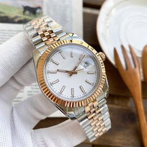 럭셔리 시계를위한 남성 기계 시계 2813 자동 이동 시계 슬리버/골드 스테인레스 스틸 스트랩 41mm 흰색 다이얼