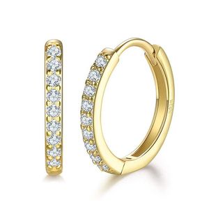 Hoop & Huggie Pair Cubic Zirconia Silver Hoops Earrings For Women Sterling Gold Small Piercing Conch Earlobe Tragus Circle Men HoopsHoop