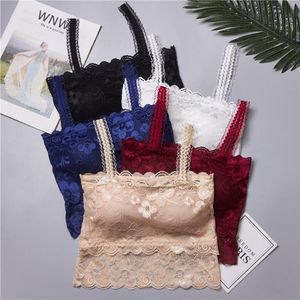 Bustiers & Corsets Women Bra Ladies Tube Top Sexy Lace V-Neck Crochet Crop Female TopBustiers