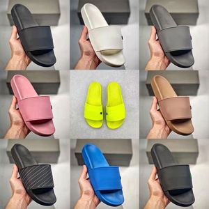 Wmns Rubber Pool Slides Writing Designer women chunky slipper summer men slide Beige White Black Fluo Green outdoor slippers