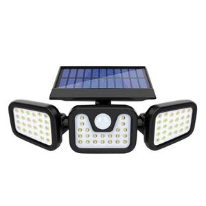 74LED Solar Light 270-degree 3 heads Rotating Lighting Wall Lamp for Corridor Courtyard Outdoor Waterproof Street Light 3 Modes