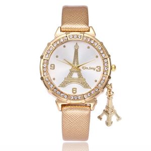 Armbandsur Ladies Watches Fashion Paris Eiffel Tower Women Faux Leather Quartz Relogio Feminino Reloje Mujer GiftWristwatches armbandsur