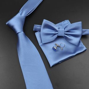 Men039S Tie Bowtie Set Luxury Business Worker Blue Black Solid Color Silk Polyester Jacquard Woven Slips Suit Wedding Party 24817406 3411