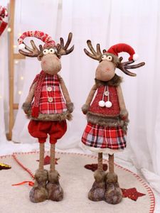 クリスマスの装飾トナカイ人形の装飾格納式クリスマススタンディングイヤーエルクおもちゃの子供の木の装飾品ディアナビダッド2022ギフトキリストマス