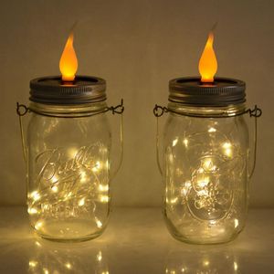 Strings Fairy LED Lätt Solar Lamp String Mason Jar Bottle Cap Lock Insert 10LEDS 20LEDS Copper Wire Garden Decoration Ljusbelysning Sträng