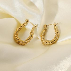 Hoop Huggie Tarnish Free Croissant Oval Twisted Earrings For Women Girls rostfritt stål Cirkel smycken Tillbehörshoop