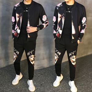 Tracksuit Male Tracksuit Asian Size Moda Hombre Mens Set Autumn Man Sport 2 Piece Sets Sport Suit Jacket Pants 5xl 201204