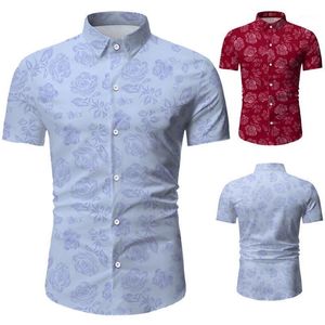 Męskie koszule Casual Top Selling Product w Letnia koszula z krótkim rękawem kwiat