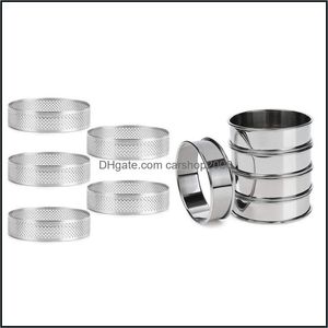 Baking Pastry Tools Bakeware Kitchen Dining Bar Home Garden Promotion Stainless Steel Double Rolled Tart Rings And Perforated C Dhy26