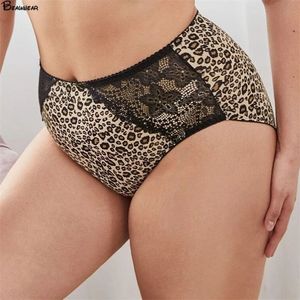 Beauwear Big Size Panty Högkvalitativa kvinnor Kort sexiga underkläder Sömlösa Leopard underkläder 220425