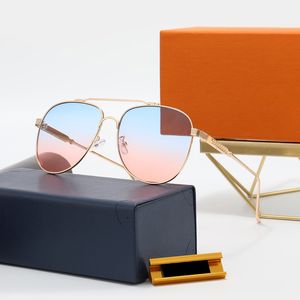 Modische runde Sonnenbrille, Brillen, Sonnenbrille, Designermarke, goldfarbener Metallrahmen, Farbverlaufsmuster, Glaslinsen für Herren und Damen, bessere braune Hüllen