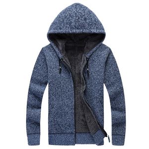 Men's Sweaters Winter Men Jacket Thick Velvet Hooded Fur Men's Padded Knitted Sweater Cardigan Spring OutdoorsMen's