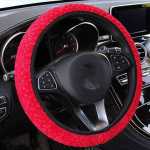 Car Steering Wheel Cover Gear Spook Hand Brake Cover Protector Decoration Warm Super Thick Plush Collar Soft Black Pink Women Man J220808