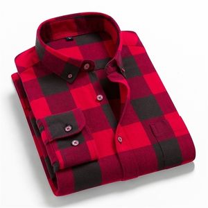 Camicia a maniche lunghe casual maschile in cotone 100% Camicia calda da uomo in flanella a quadri Camicia da uomo Plus Size 3XL 4XL 220726