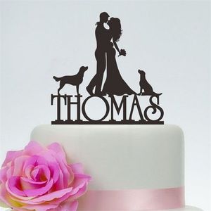 Wedding TopperBride Groom TopperCouple Silhouette Custom TopperCane e commemorare Cake Topper Decorazione D220618