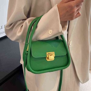 Fashion Green Shoulder Bags for Women Luxury Pu Leather Crossbody Bag Small Flap Messenger Bag All Match Design Ladies Handbags Y220405