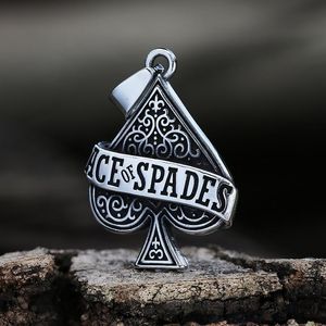 Hänge Halsband Lucky Ace Of Spades Män Smycken Stainless Steel Poker A Rock Punk Casino Good Fortune Collar Tillbehör V232Hänge