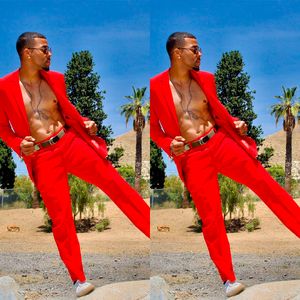 Summer Red Wedding Tuxedos Notoched Lapel Mens Pants Suits Przystojne mężczyźni PROM PRYTAL FORMALNY OUND 2 sztuki