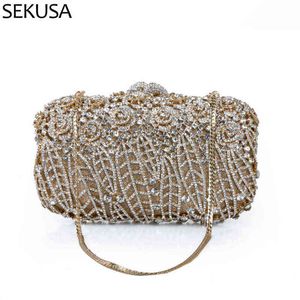 Borse da sera Borsa in pietra di diamante Borse da sera da donna di lusso Designer Rewark Pochette in cristallo Matrimonio con catena Borsa da donna 220321