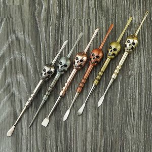 10pcs 120mm Skull Dab wax tool smoking accessories Stainless steel Non stick Dabbing Slick butane oil metal Dabber Carver Tools for smoke