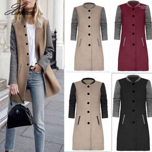Women's Wool Blends 2022 Autumn Coat Women Fashion Button Elegant Causal Feminino Winter Long Outwear Clothing Jacket1 Phyl22
